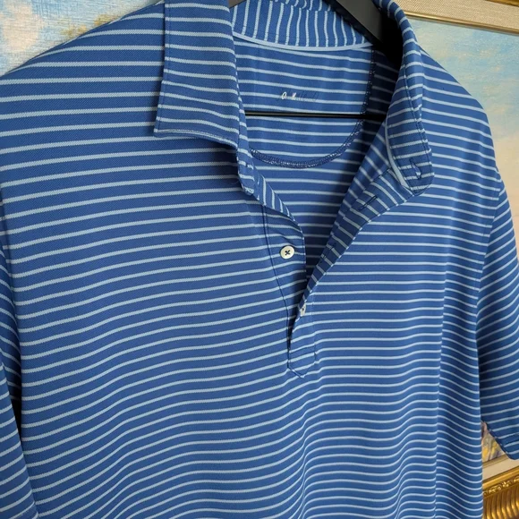 Johnnie-O Blue Striped Men's Polo Shirt - Picture 5 of 5